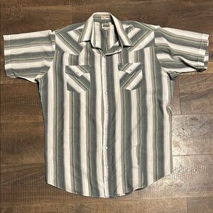 Ely Cattleman Men's Green and White Striped Shirt